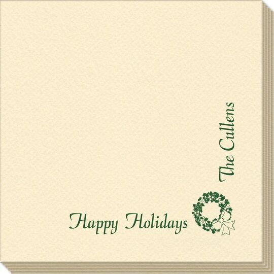 Corner Text with Traditional Wreath Design Linen Like Napkins